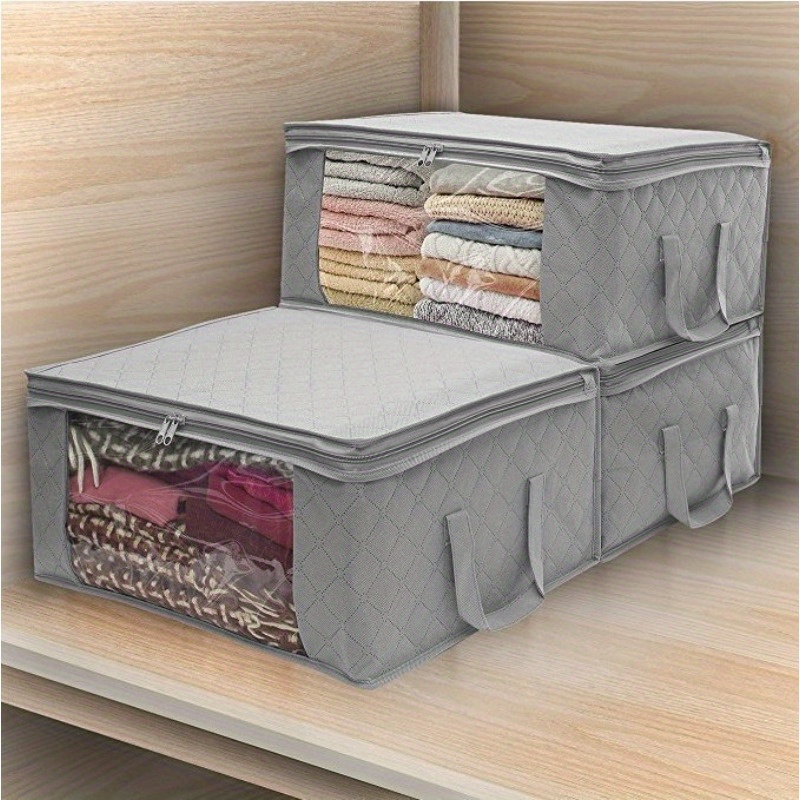 non woven wardrobe storage bag quilt clothing organizing box sealed dust proof storage bag folding storage box details 1