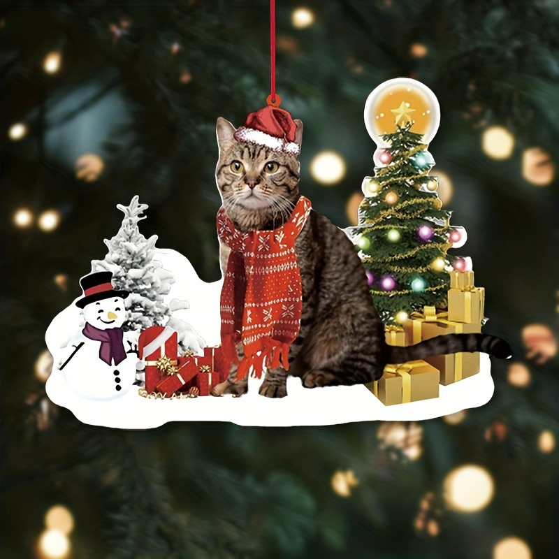 1pc 猫クリスマスオーナメントキティクリスマス吊り置物オーナメント