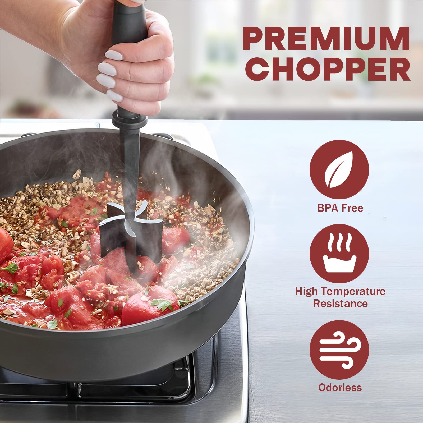 Meat Chopper, Heat Resistant Meat Masher For Hamburger Meat, Ground Beef  Masher, Hamburger Chopper Utensil, Ground Meat Chopper, Non Stick Mix  Chopper For Mix Chop, Potato Masher Tool, Kitchen Tools, Kitchen Stuff 