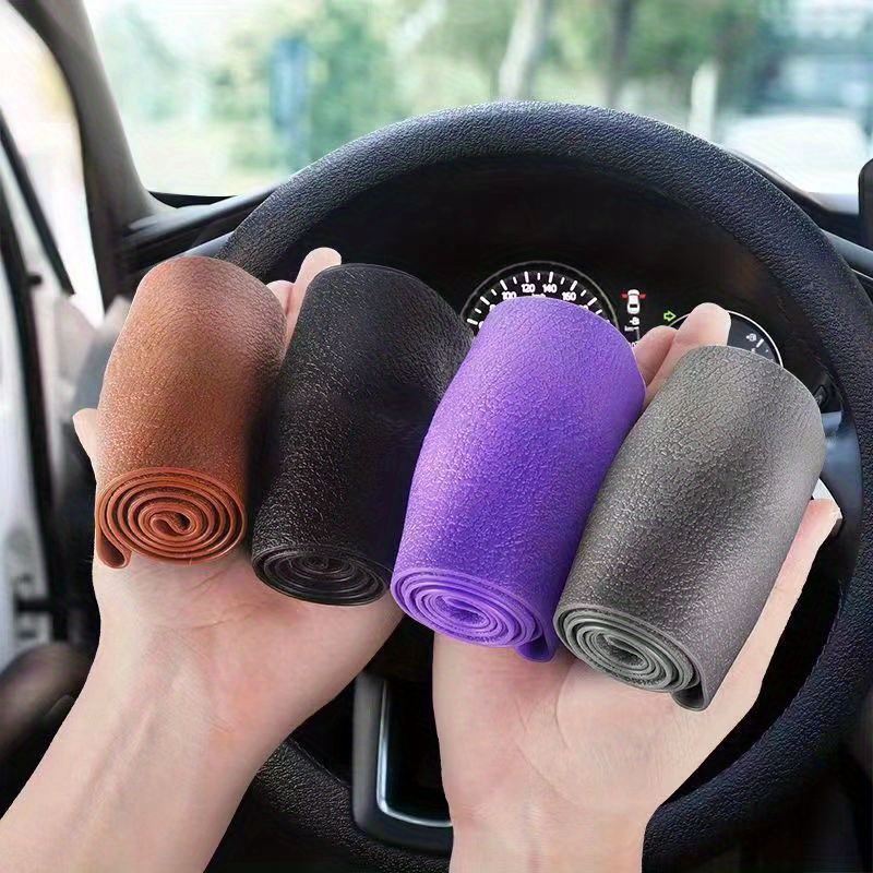 pulunto Car Silicone Steering Wheel Cover, Universal Anti-Slip Soft  Silicone Leather Texture Steering Wheel Protector for Diameter  32-40cm/12.5-15.5inch V8L9 