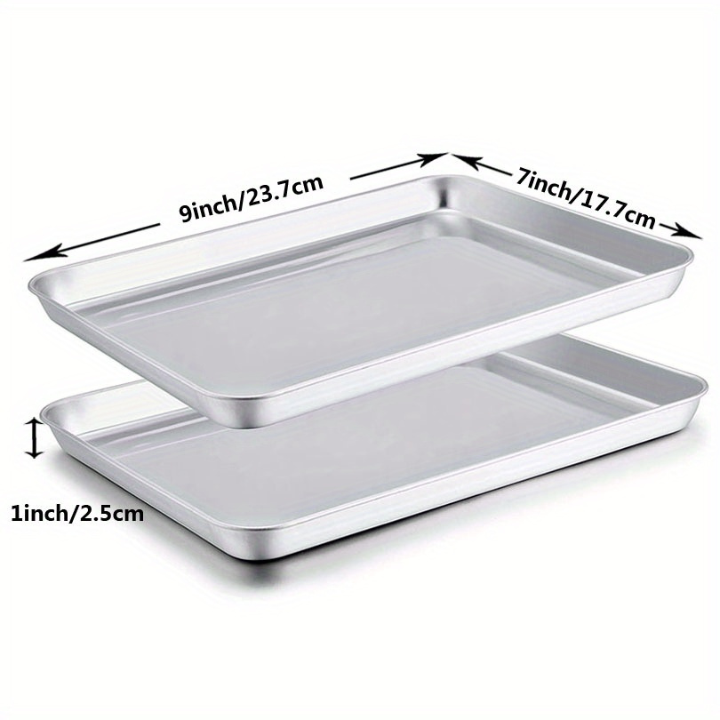 Baking Sheet Set of 2 - Stainless Steel Cookie Sheet Baking Pan, Size 12 x  10 x 1 inch, Non Toxic & Heavy Duty & Mirror Finish & Rust Free & Easy  Clean 