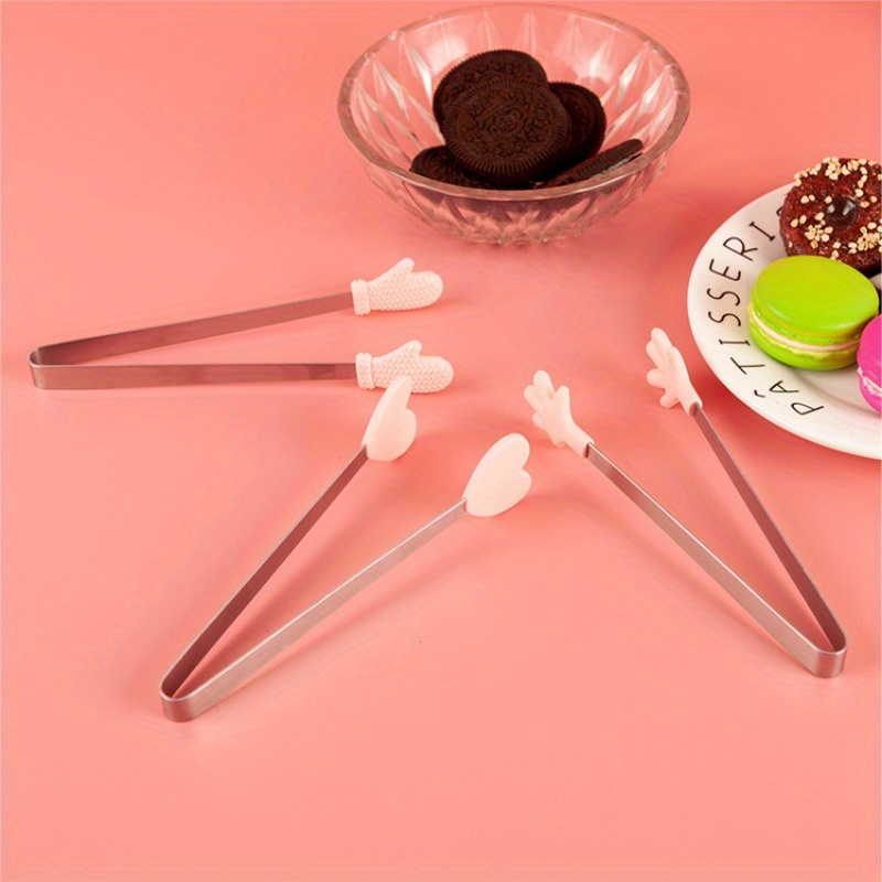 4 Pcs Silicone Mini Tongs Hand Shape Small Tongs 5Inch Kid Tongs for Sugar  Cubes