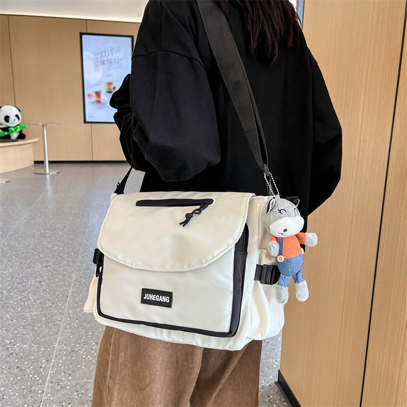 Aesthetic Nylon Messenger Bag, Large Capacity Travel Crossbody Bag, Casual  Flap Shoulder Bag For Students - Temu