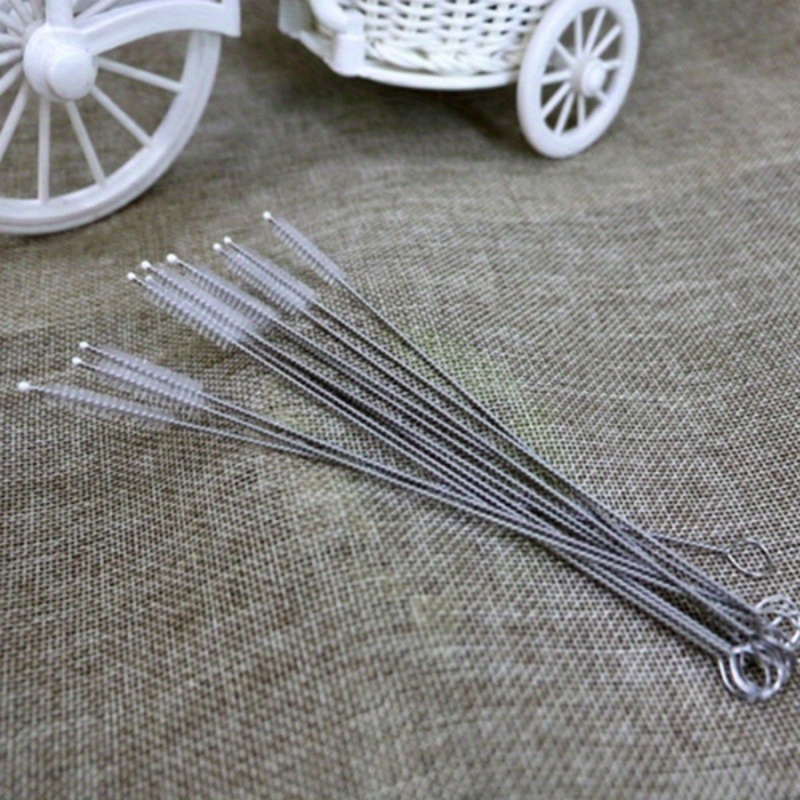 10Pcs Nylon Straw Cleaners Cleaning Brush Drinking Pipe Cleaners Stainless  Steel