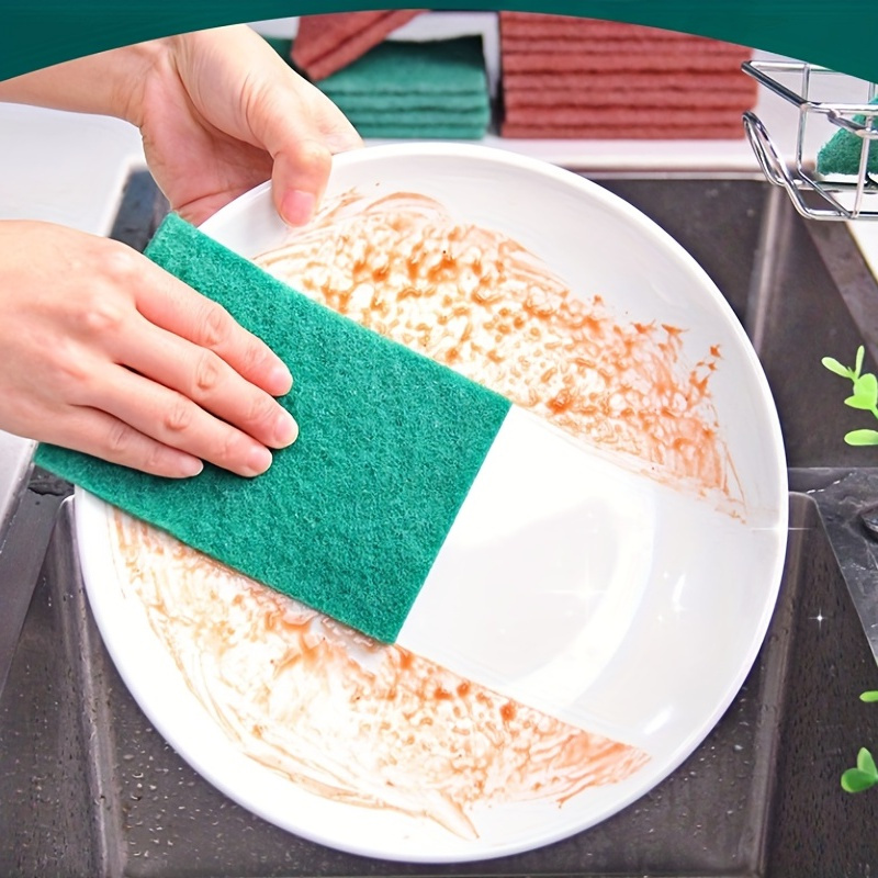 10pcs Dish Scrubber Sponge Plate Scouring Pad Reusable Dishwashing Sponge