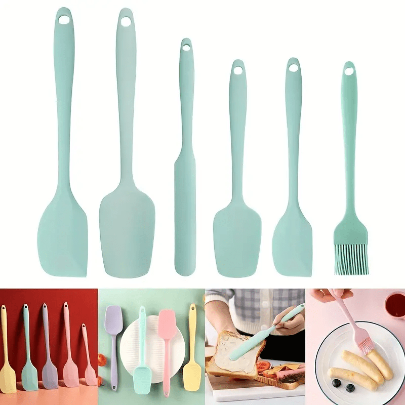 6pcs Silicone Kitchen Utensils Set Including Scraper And Oil Brush, Baking  Tool Cake Cream Spatula