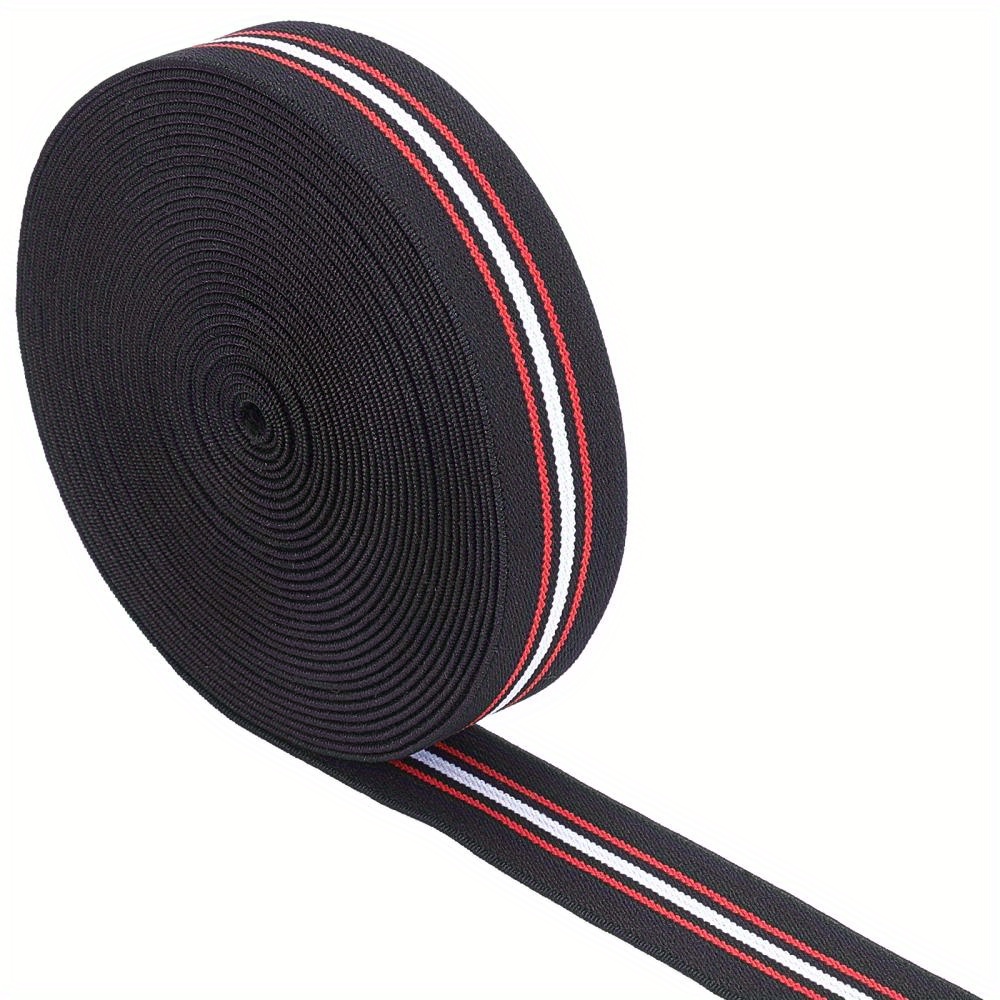 1 inch (25mm) Wide Grey Stripe Elastic Band - 1 Yard