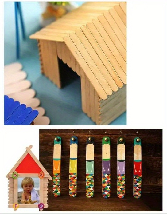 100 Sticks, Jumbo Wood Craft Popsicle Sticks 6 Inch (Green)