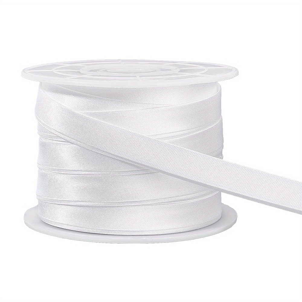 

1 Roll 13.5 Yards/12.5m Satin Bias Tape (10mm) Double Fold Satin Binding Bias Ribbon For Cheongsam Decoration Clothing Seaming Piping White