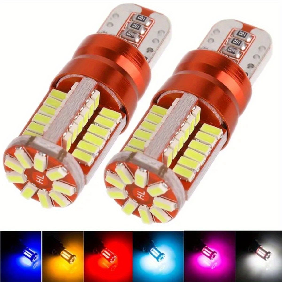White 10pcs T10 LED Bulb Canbus 5W5 Car W5W LED Signal Light 12V 6000K Auto  Wedge Side interior Dome Reading Lamps 4014 24SMD