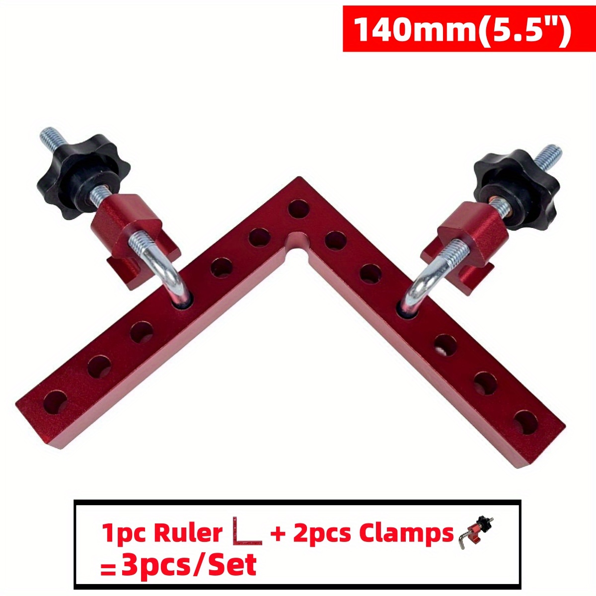 90 Grad Positionierungswinkel, rechtwinklige Klemme mit 2 Klemmen,  Aluminium-Legierung, Holzbearbeitung, Schreiner, Klemmwerkzeug für  Bilderrahmen, Boxen, Schränke (140 mm x 140 mm) (2 Stück) : :  Baumarkt