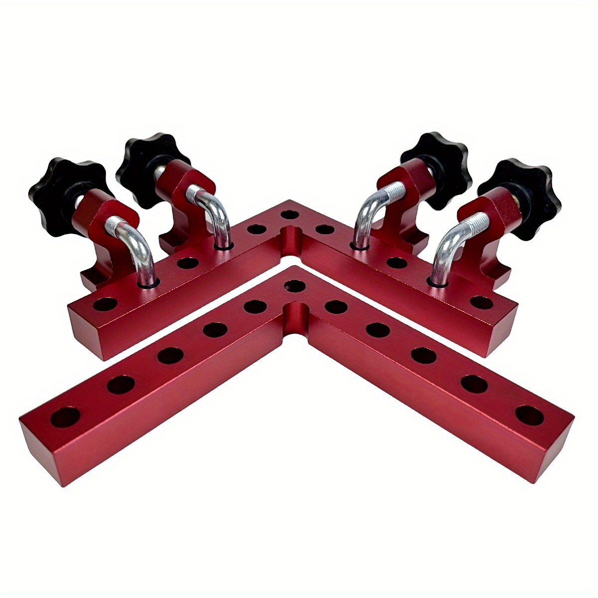 DICATTE 90 Degree Positioning Square Right Angle Clamp(5.5 +4.7) Aluminum  Alloy Woodworking Carpenter Tool,4 Pcs Right Angle Clamps With 4 Clamps,For  Picture Frame Box Cabinets Drawers (RED) 
