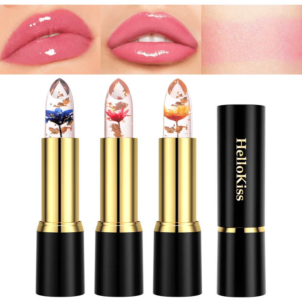 AG E-Com Professional Waterproof Moisturizing Flower Crystal Lipstick Jelly  Flower Transparent Color Changing Glossy Lip Balm Lipstick For Girls 