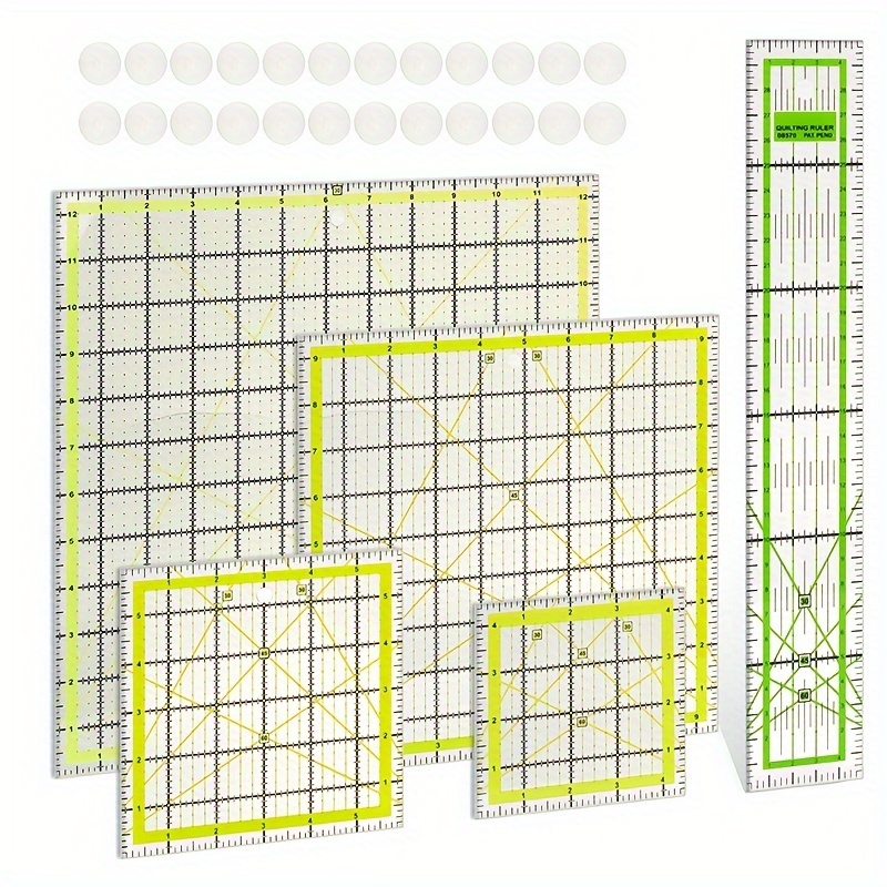 Acrylic Quilters Ruler 2.5, 4.5, 6.5, and 9.5 inch Square Rulers Set of 4  Patchwork Ruler inch (QR-07S-ABCD) inch ruler - AliExpress