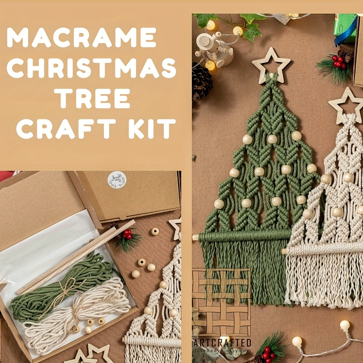 Ornament Craft Kit, Macrame Kits Diy, Diy Kit for Teens, Family Holiday  Decor, Do It Yourself Gift, Boho Wall Hanging, Xmas Activities K61 