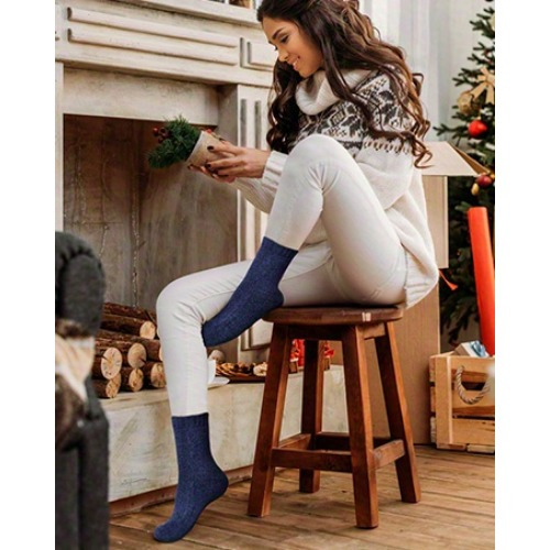 Calcetines De Invierno Cálidos Gruesos Para Mujer Medias Color Sólido Lana  3Par