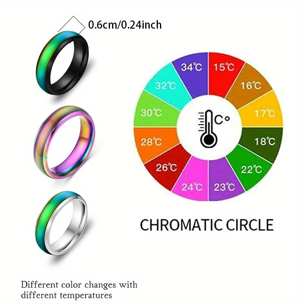 Trendy Mood Ring Made Stainless Steel Thermal Discoloration Temu