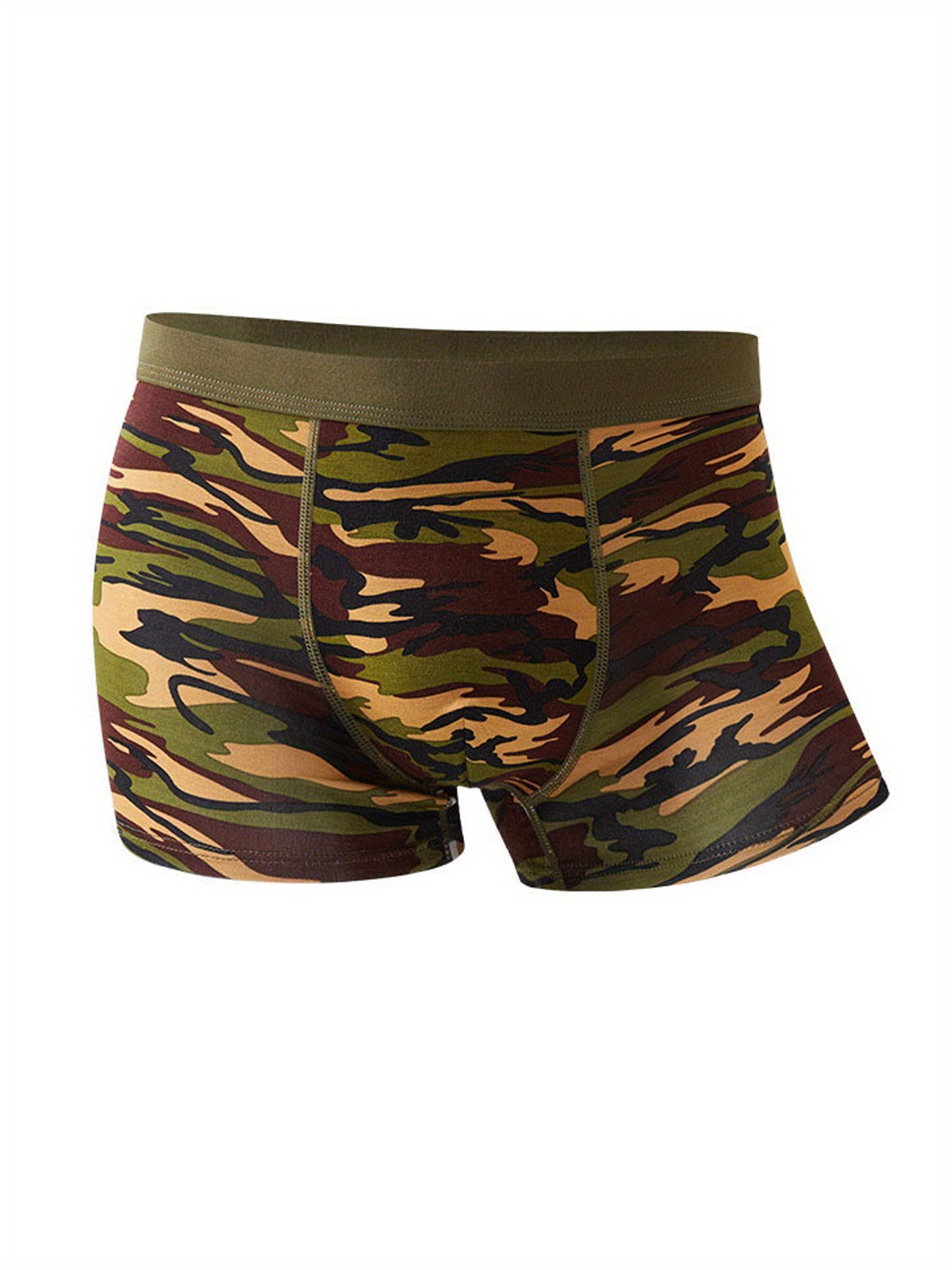 3pcs Men's Camo Printed Bamboo Breathable Boxer Briefs Underwear