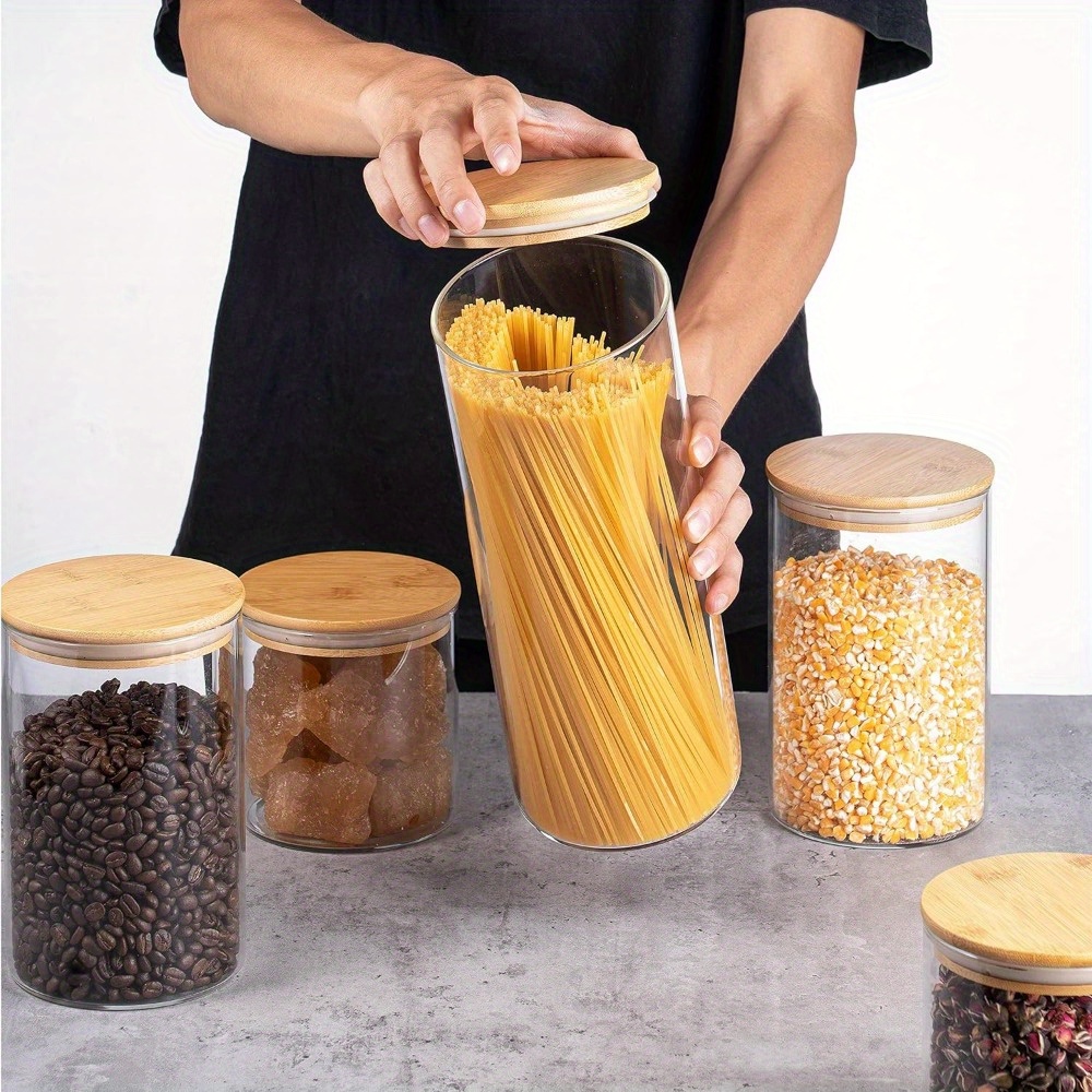 Clear Glass Food Storage Containers With Airtight Bamboo Lid - Temu