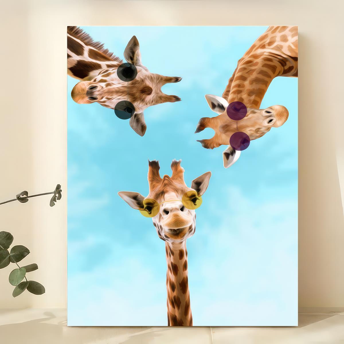 1pc Decorate Wall Poster, Wall Art Canvas Painting, Printed Painting  Colorful Giraffe Modern Wall Art Print On Canvas - Animal Picture Creative  Art Wo