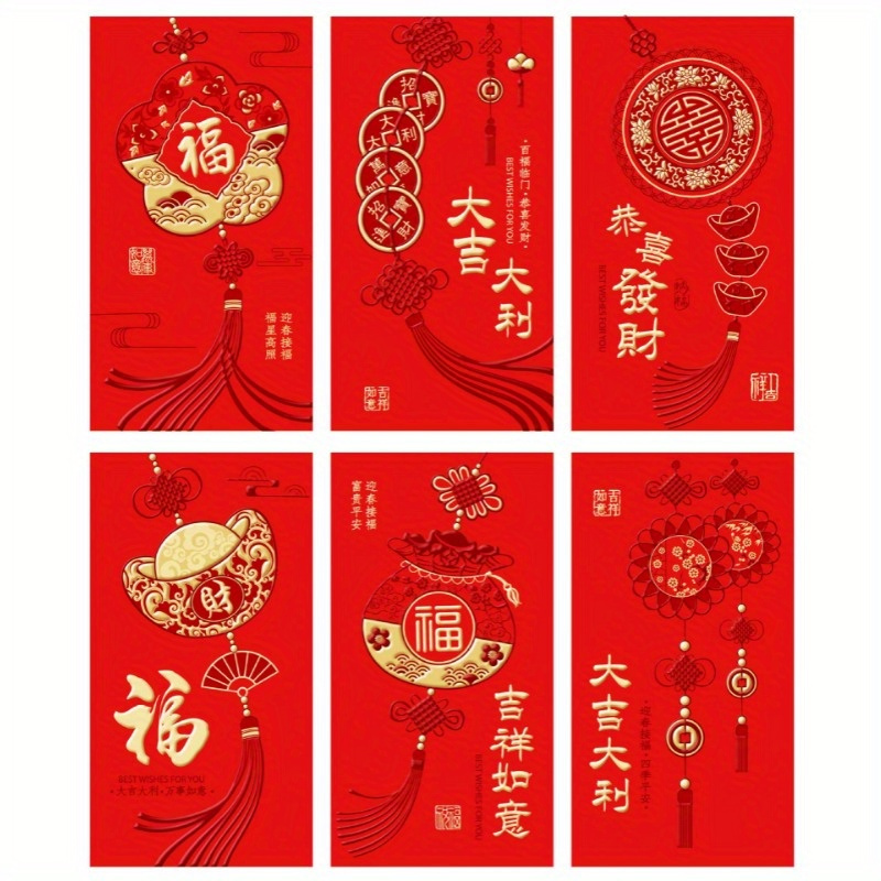 Lucky Red Envelopes Packets 2024 Chinese New Year Money - Temu