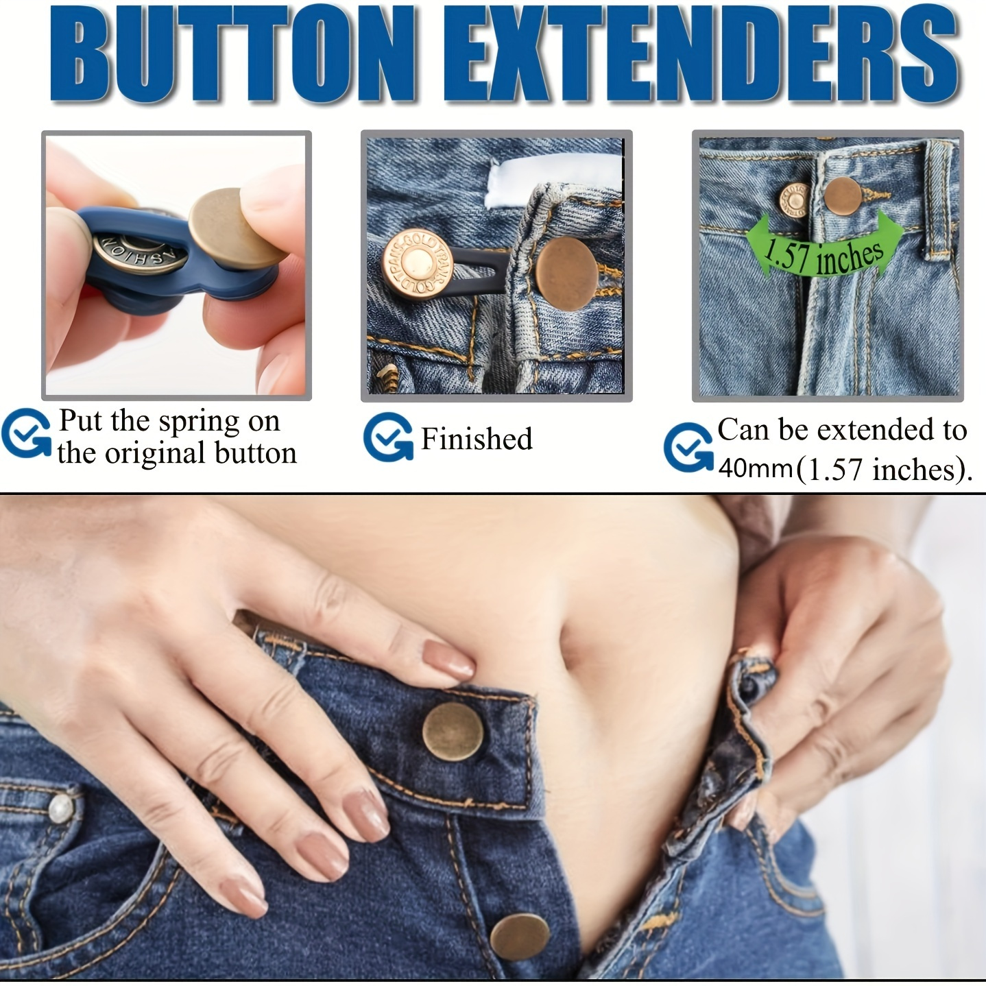 5pcs/set Elastic Adjustable Waist Extender For Pregnant Women's Pants, Jeans,  Trousers