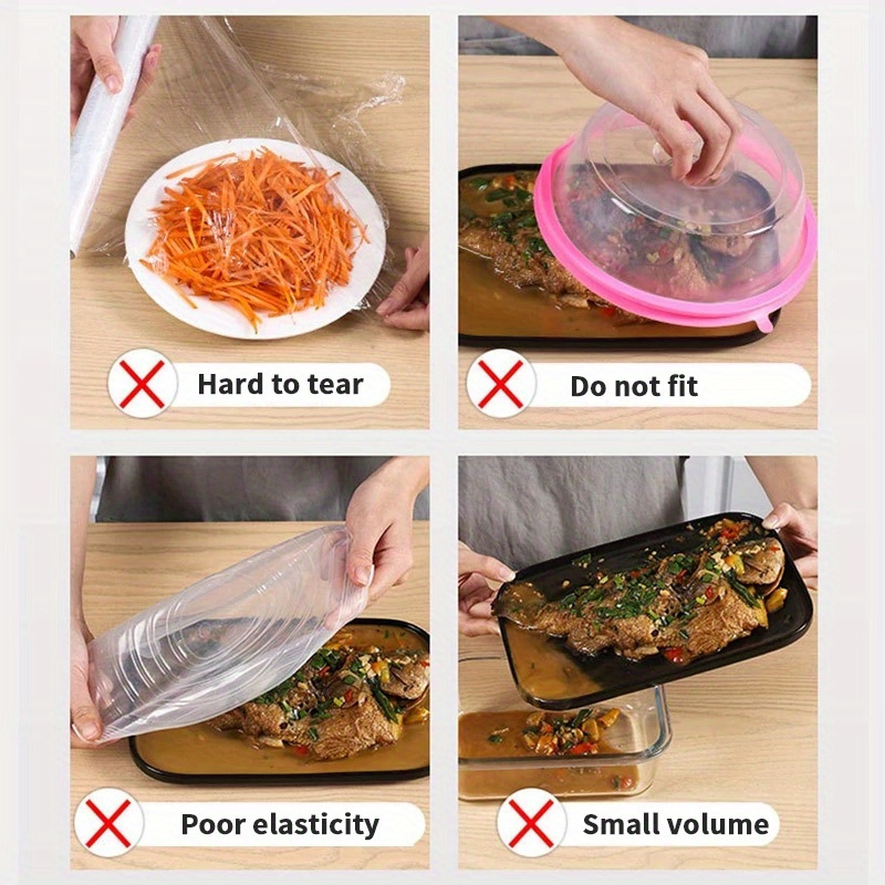 100pcs clear elastic disposable food covers   long     secure   outdoor picnics kitchen use details 4