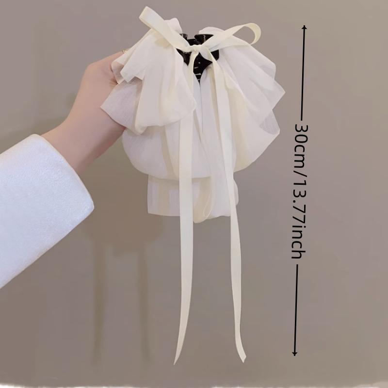 1pc Women's White Ribbon Bow Hair Clip, Suitable For Daily Wear