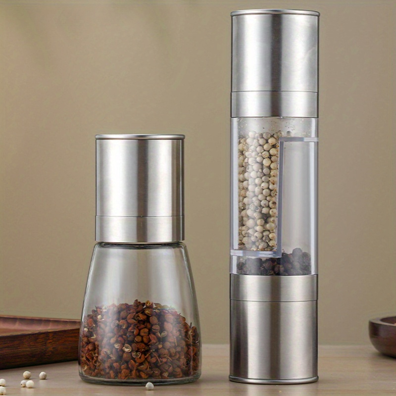 Manual Glass Grinder Black Pepper Sichuan Pepper Sea Salt Stainless Steel  Ceramic Core Seasoning Sprinkler Bottle - Temu