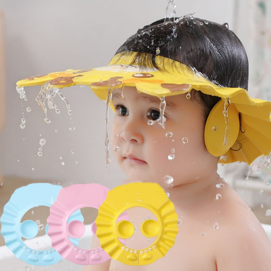 1pc cute shampoo cap waterproof bath cap shower cap adjustable eva bath cap with ear protection details 1