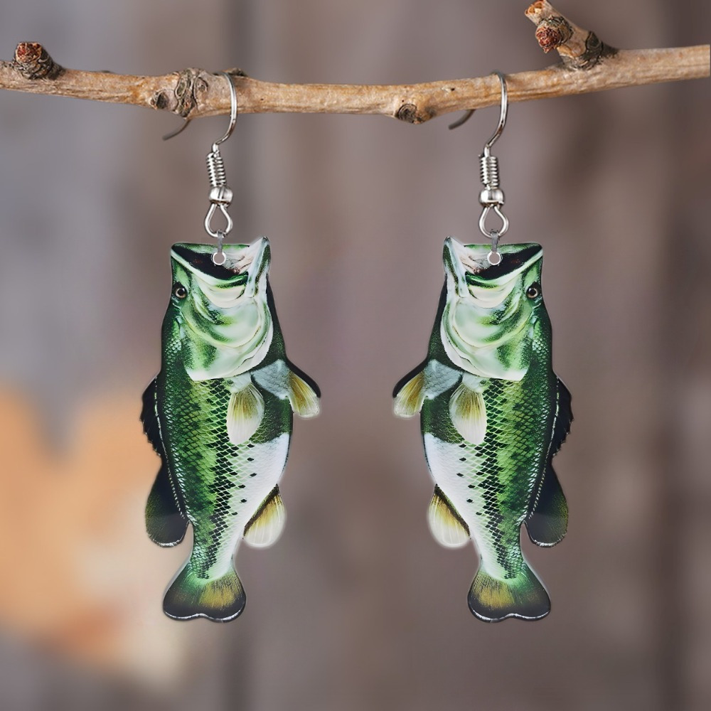 Fishing Lure Earrings | Green | Handmade Earrings | Custom Fishing Earrings | Rustic Gift | Fishing Gift