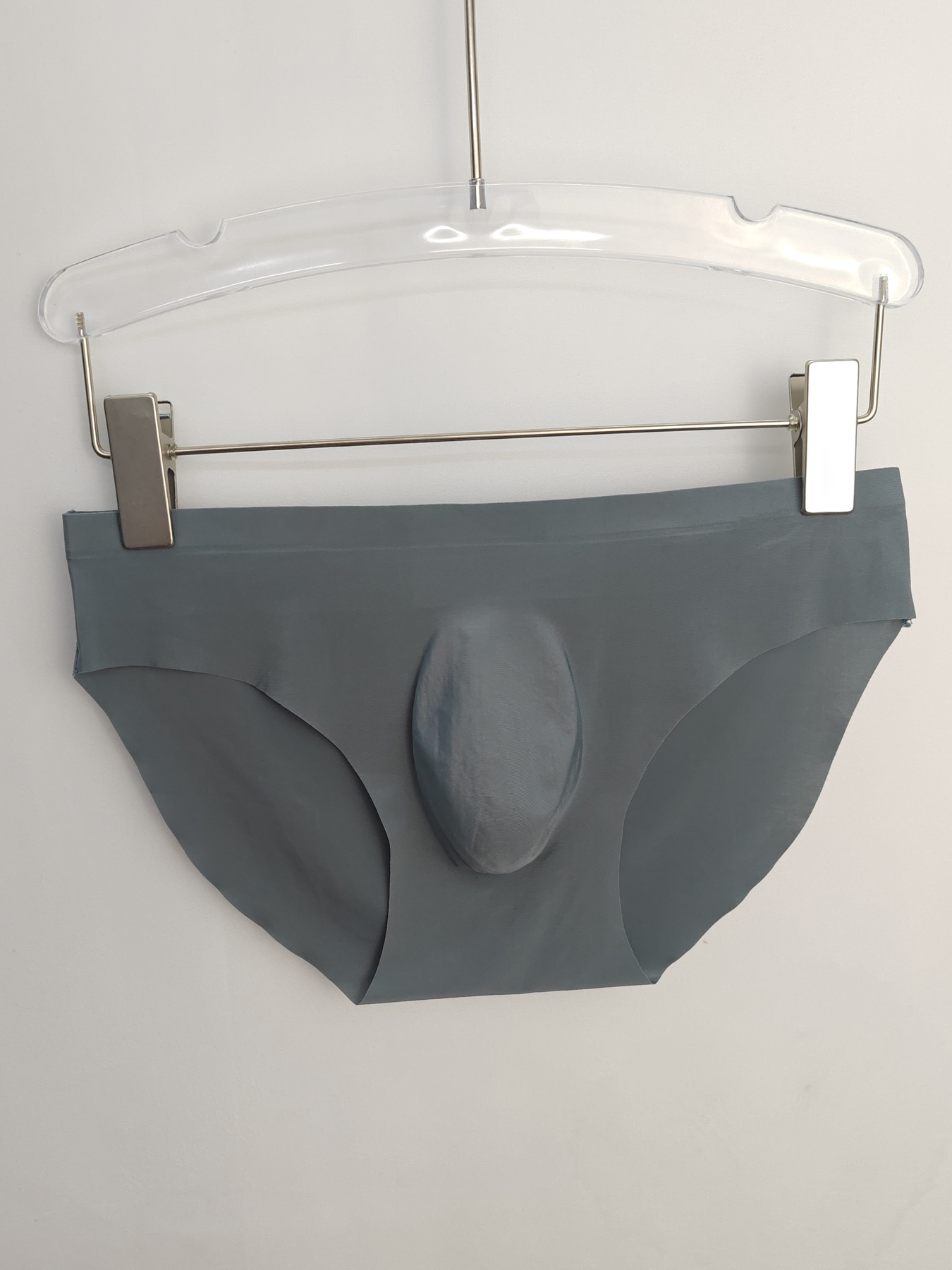 Men Bulge Pouch Seamless Ice Silk Thin Briefs Underpants Underwear Panties  (grey)