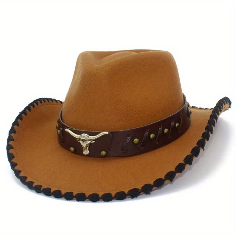 Sombrero clásico de vaquero occidental para hombre, sombrero de fieltro de  ala ancha, sombrero de vaquera con hebilla de cinturón, sombrero de Panamá