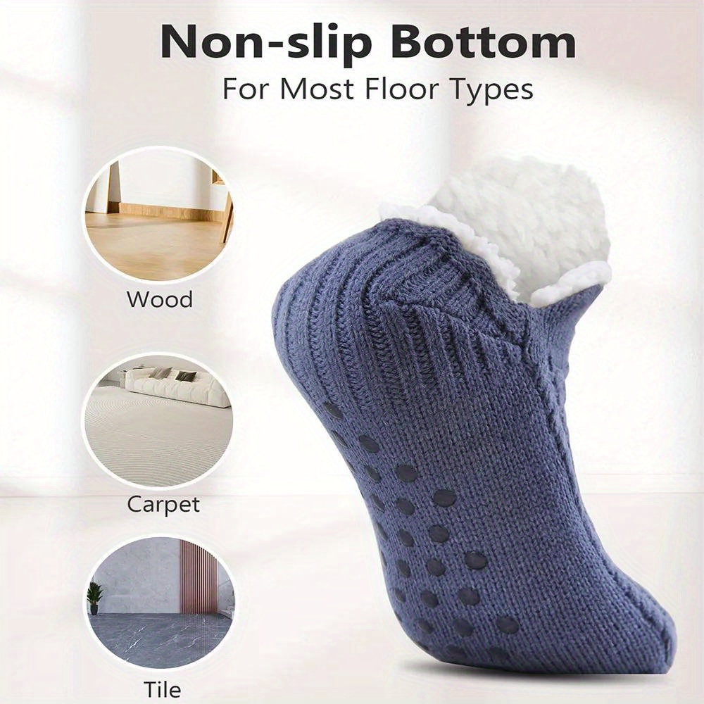 Thermal Non Slip Socks Mens Winter Warm Short Cotton Thickened Home  Sleeping Soft Grip Fuzzy Floor Sock Fluffy Male 2024 New