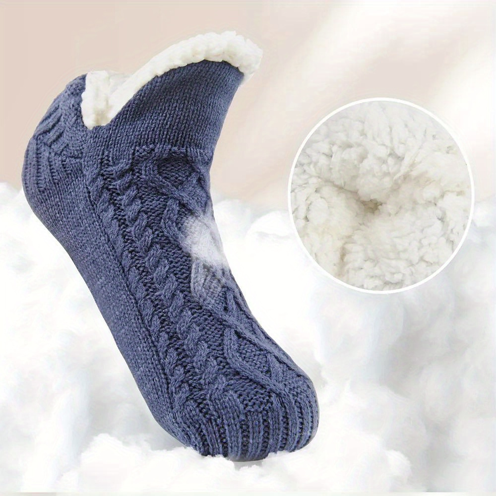 2 Piece Of Warm Men's Slippers, Socks, Winter Warmth, Short, Thickened Home  Sleep, Soft, Anti Slip, And Fuzzy Grip Socks, Fluffy For Men