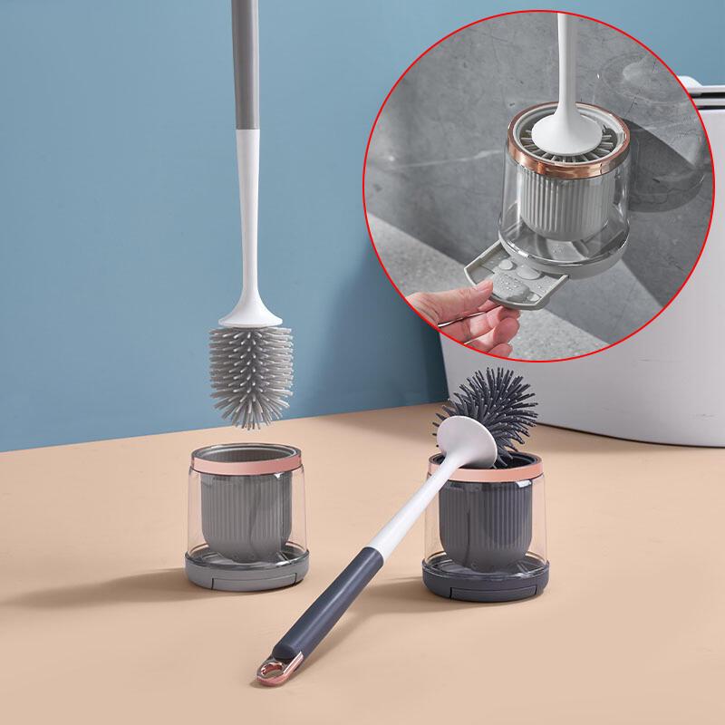 Toilet Bowl Brush and Holder Set, Silicone Toilet Brush with