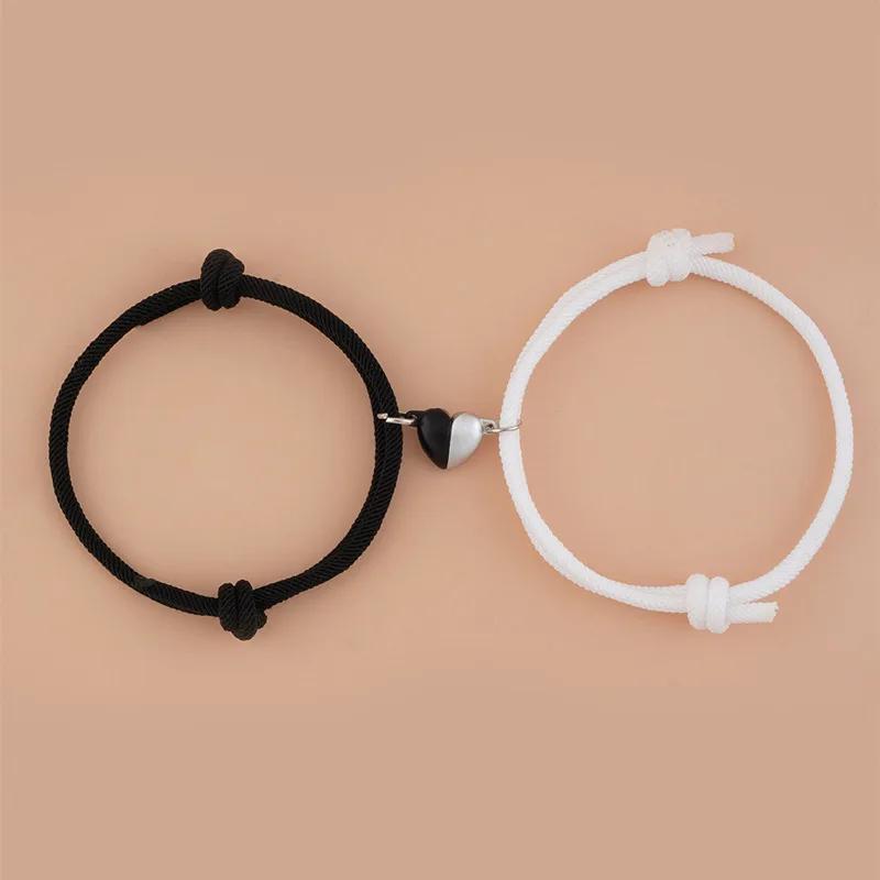 2Pcs/set Magnetic Heart Bracelet For Couple Lover Distance Matching  Friendship Bracelets Braid Rope Handmade Jewelry - AliExpress