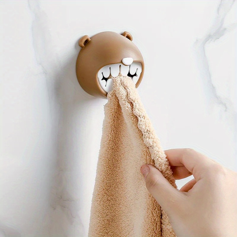 Cartoon Towel Holder Creative Bathroom Wall Hanging Face - Temu
