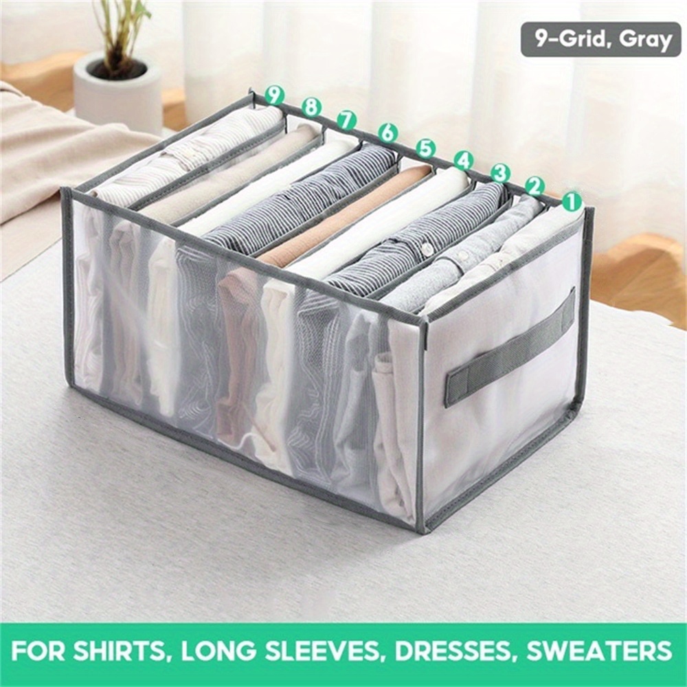7 Grids Clothes Shirt Jeans Storage Box Drawer Organizer Mesh