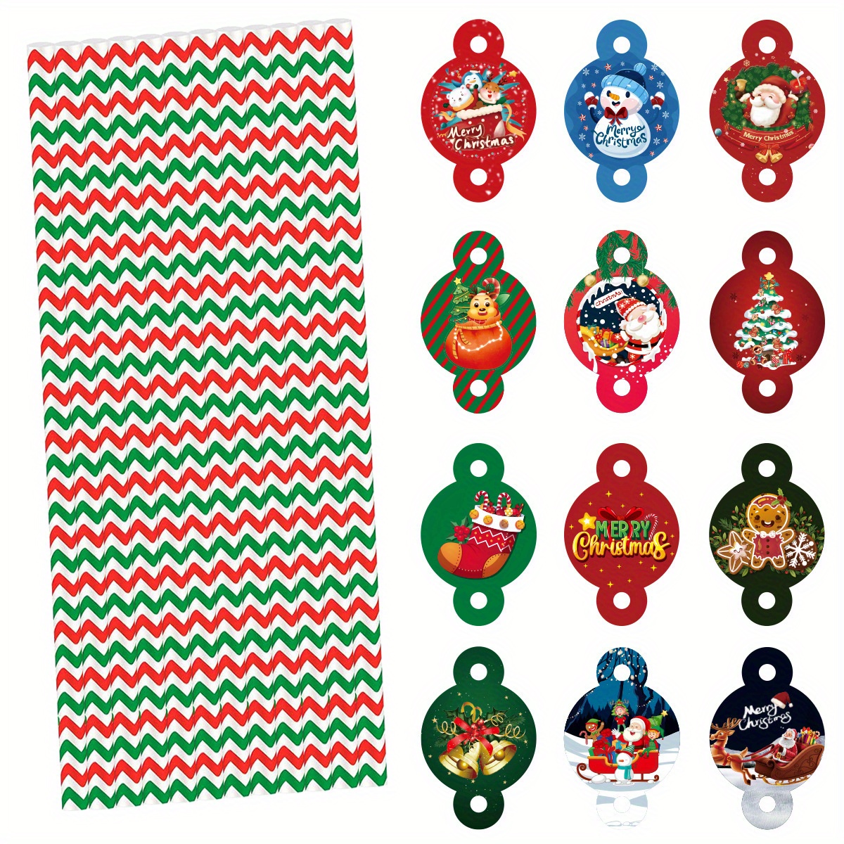 1Pc Colourful Christmas Straws Reusable Plastic Spiral Xmas