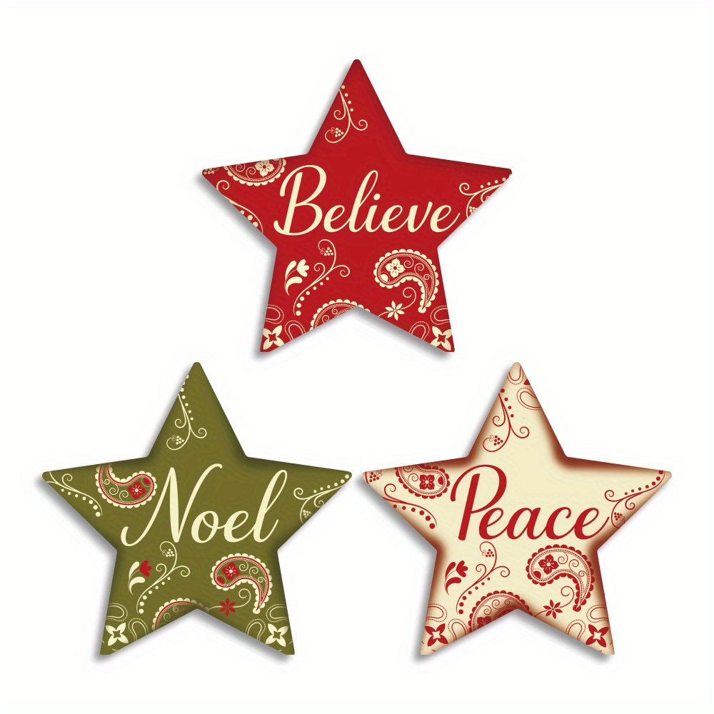 Putuo Decor Christmas Star Wooden Table Decorations, Christmas