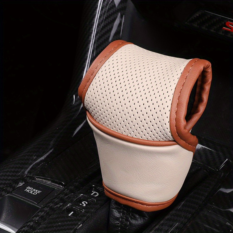 Car Gear Shift Cover Leather Shift Lever Cover Gearbox Shifter Knob
