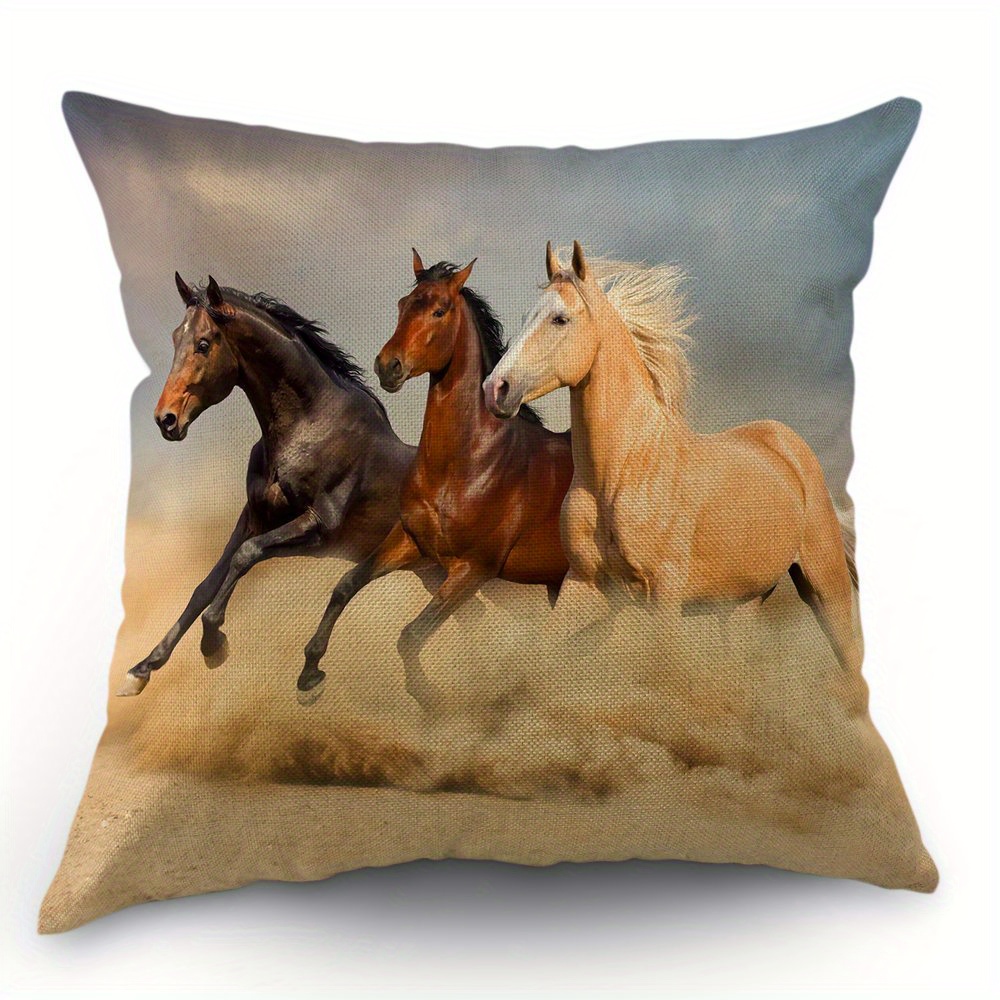 

1pc Horse Throw Pillow Cover, Square Cushion Cover For Sofa Bedroom Decor 18x18inch