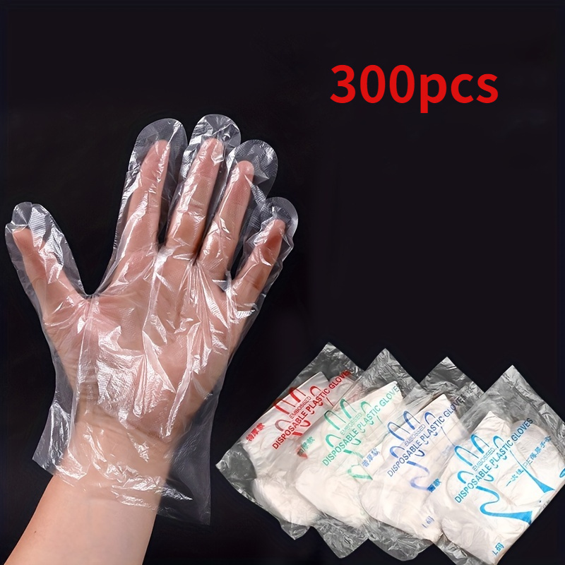 100/300 Piezas Guantes Desechables Plástico Cocinar Limpiar