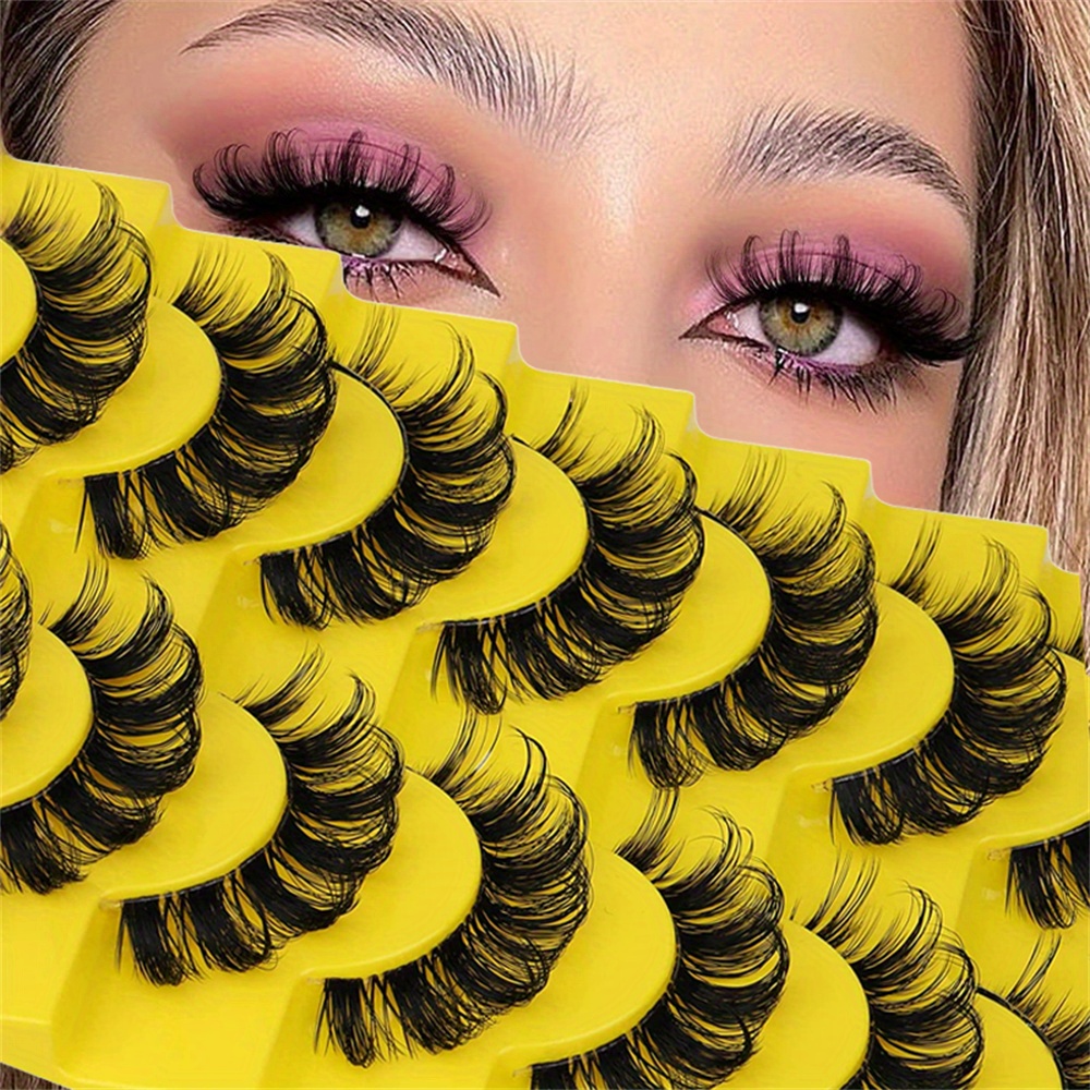 

False Eyelashes 10 Pairs Thick Volume Strip Lashes Dd Curl 10-16mm 3d Faux Mink Eyelashes For Reusable Extensions