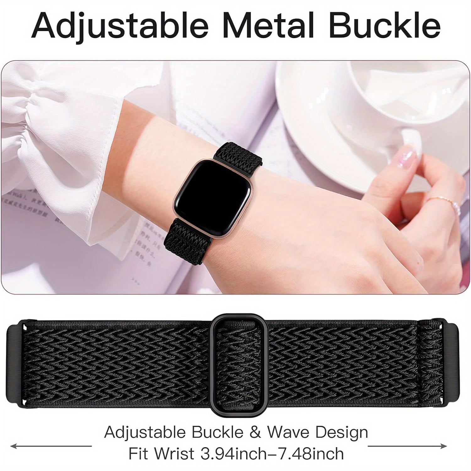 Braided Fabric Strap, Adjustable Replacement Wristband For Fitbit Versa /  Fitbit Versa 2 / Fitbit Versa Lite Smartwatch - Temu