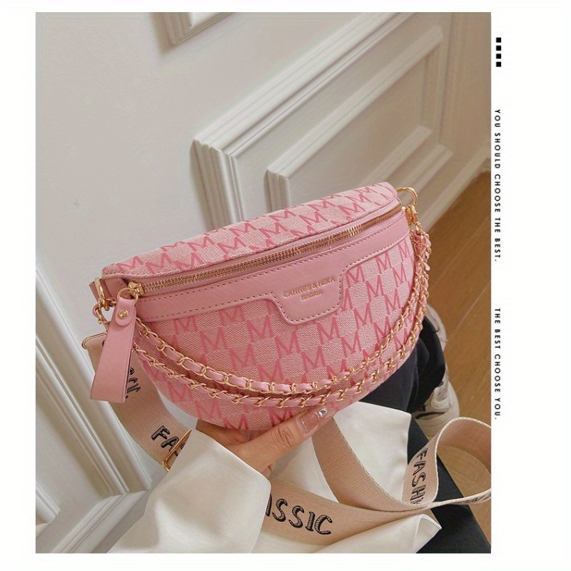 Letter Printed Sling Bag Trendy Double Zipper Chest Bag Casual