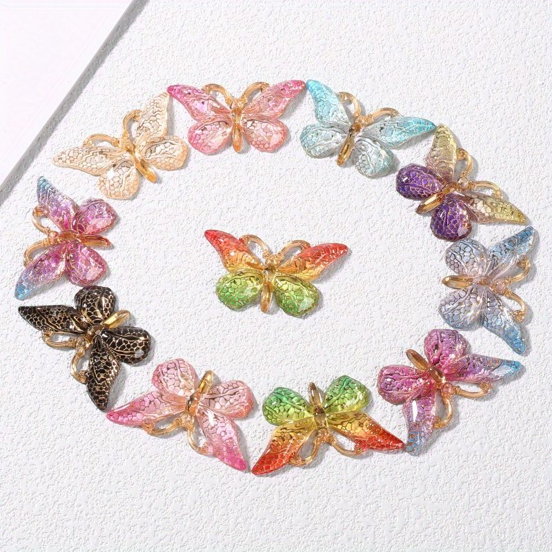 Colorful Acrylic Butterfly Charm For Diy Making Jewelry - Temu