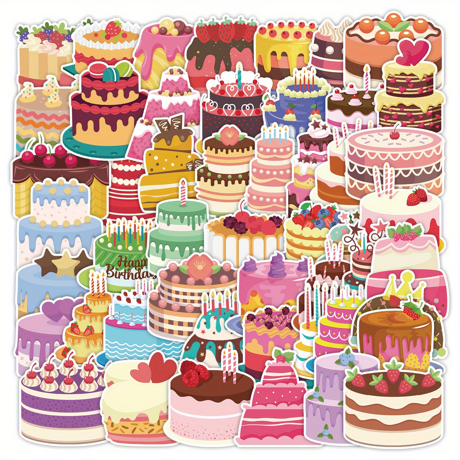 Happy Birthday Cake Stickers Birthday Party Cake Stickers - Temu