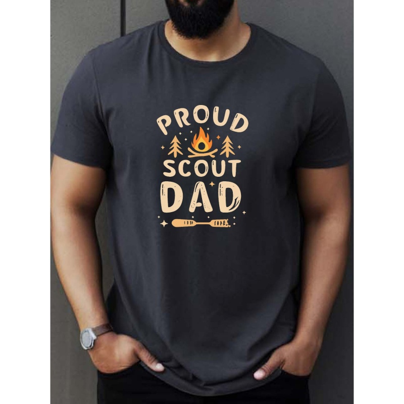 

Proud Scout Dad Print T Shirt, Tees For Men, Casual Short Sleeve T-shirt For Summer